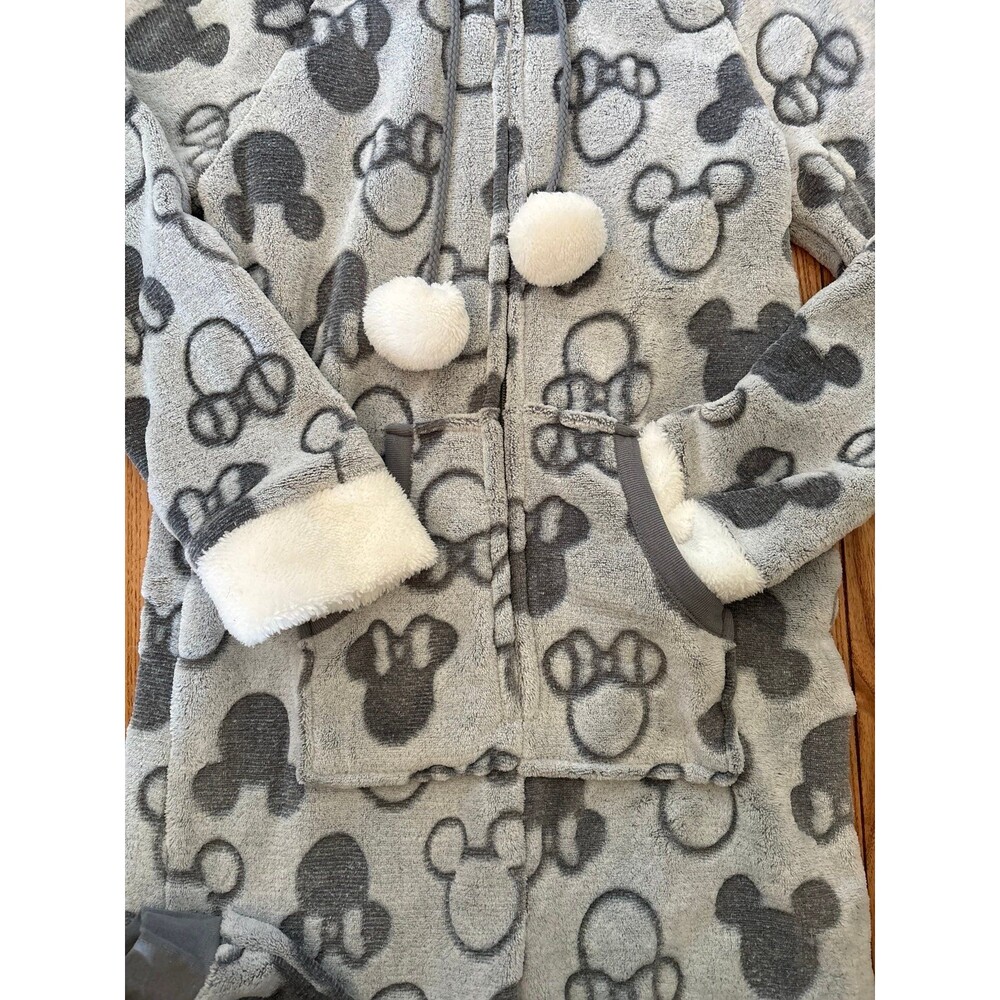 Disney Mickey Mouse onesie jumpsuit black white gray pompom hooded teens juniors - Picture 3 of 6
